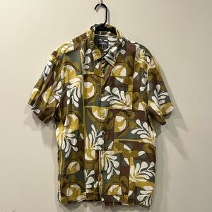 Men's Quicksilver Waterman Short Sleeve Shirt - Hawaiian Tropical Plant print